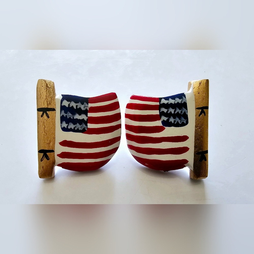 Unique Handmade artisan chunky USA Flag red white and blue earrings, patriotic